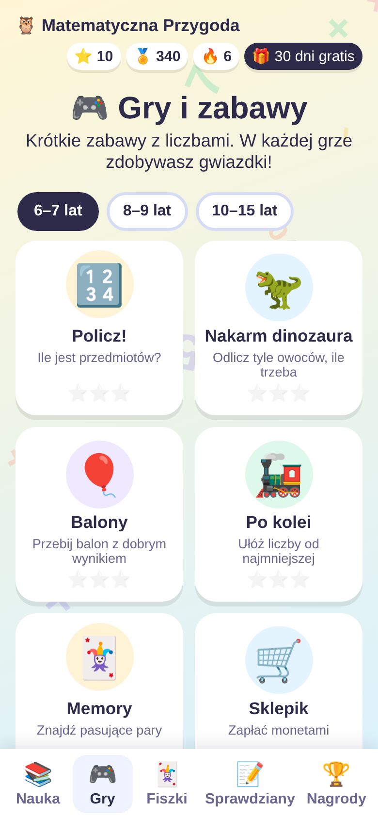 Lista gier: Policz, Nakarm dinozaura, Balony